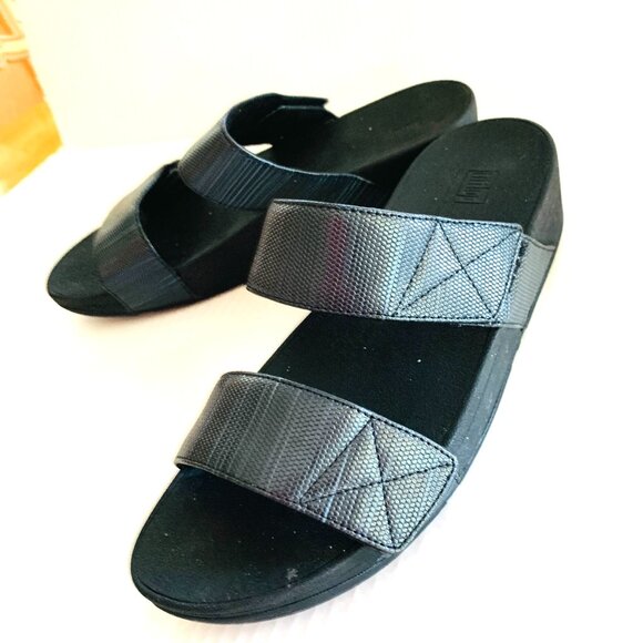 FIT FLOP Black Sandals Woman’s Velcro Adjustable Straps Sz 11 - Picture 1 of 7